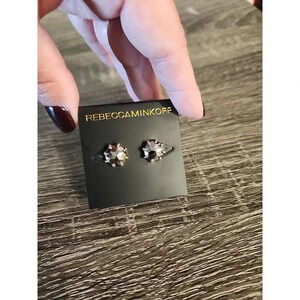 NWT Rebecca Minkoff Stud Earrings Faceted Gold Hematite $28